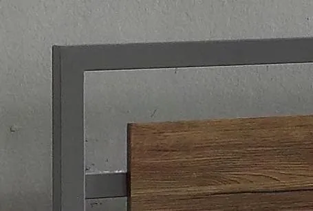 Grey Steel Frame Wood Panel Bed