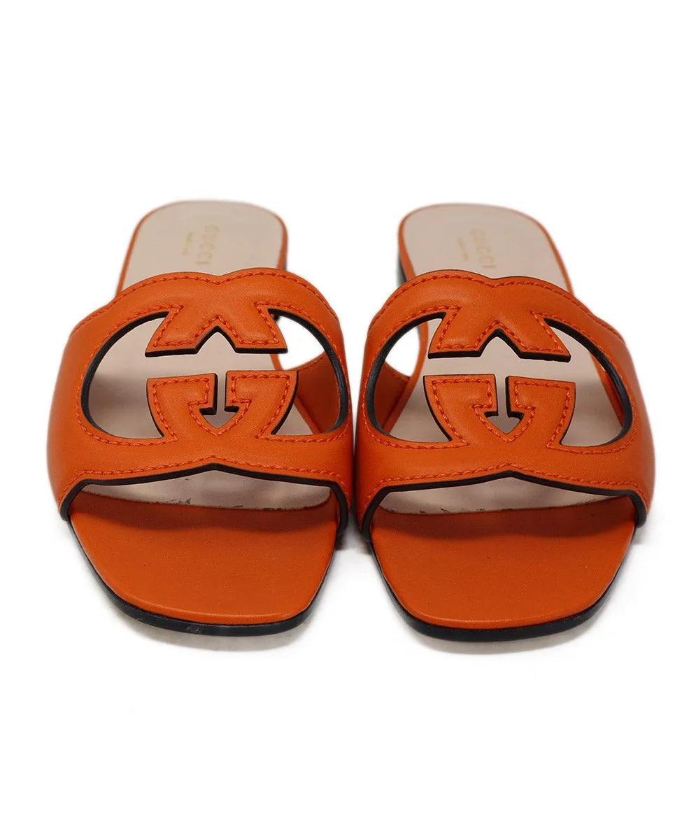 Gucci Orange Leather GG Sandals sz 6.5