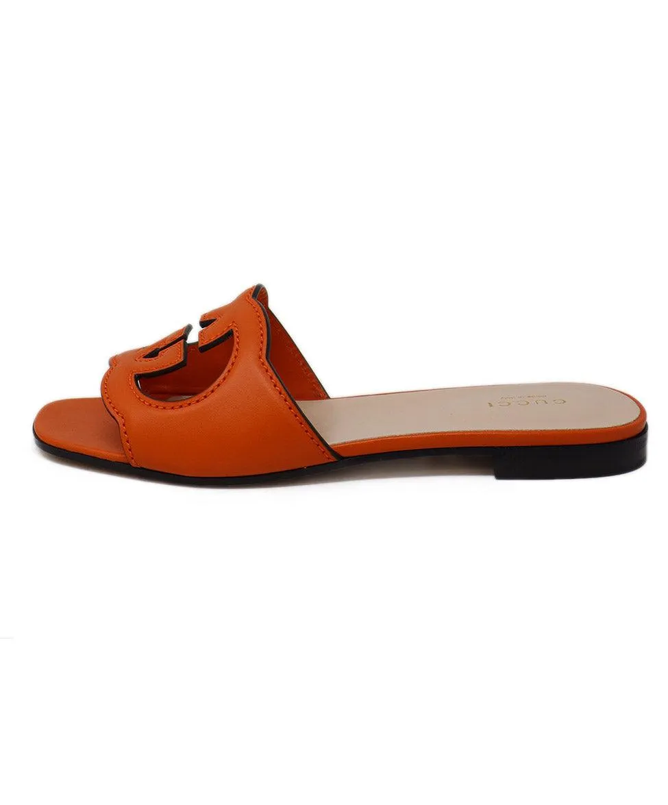 Gucci Orange Leather GG Sandals sz 6.5