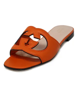 Gucci Orange Leather GG Sandals sz 6.5