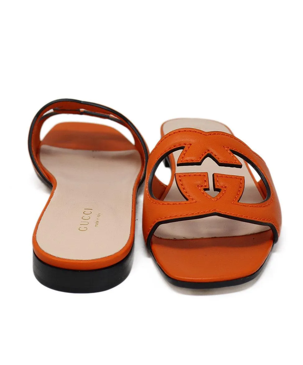 Gucci Orange Leather GG Sandals sz 6.5