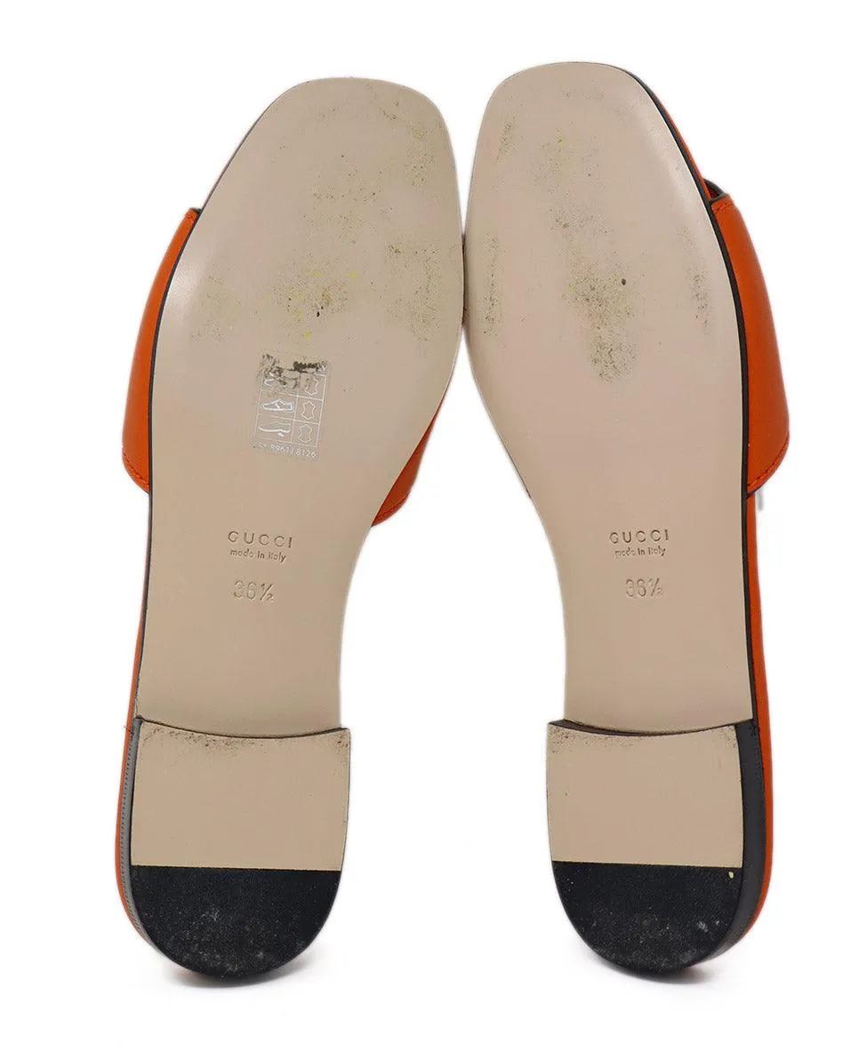 Gucci Orange Leather GG Sandals sz 6.5