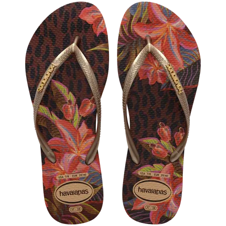 HAVAIANAS Slim Animal Floral Fusion Sandal - Rust
