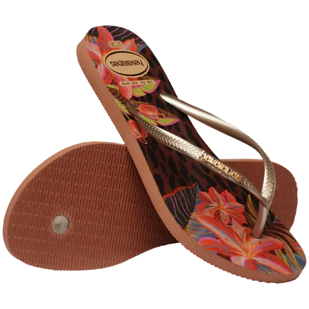 HAVAIANAS Slim Animal Floral Fusion Sandal - Rust