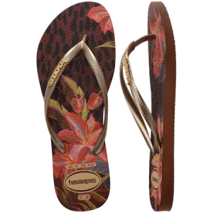 HAVAIANAS Slim Animal Floral Fusion Sandal - Rust
