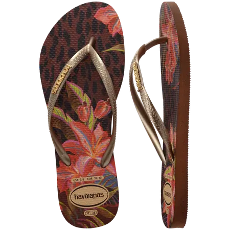 HAVAIANAS Slim Animal Floral Fusion Sandal - Rust