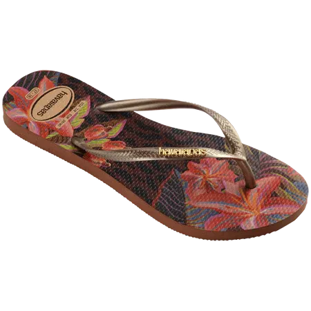 HAVAIANAS Slim Animal Floral Fusion Sandal - Rust