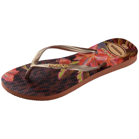 HAVAIANAS Slim Animal Floral Fusion Sandal - Rust