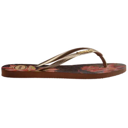 HAVAIANAS Slim Animal Floral Fusion Sandal - Rust