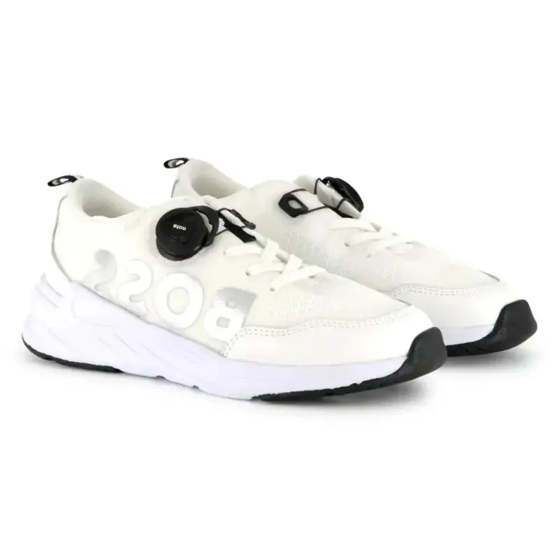 Hugo Boss Cream White Silver No Tie Lace Sneaker J51661