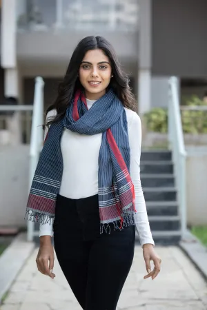 Indigo Weaves- Handwoven Cotton Stole