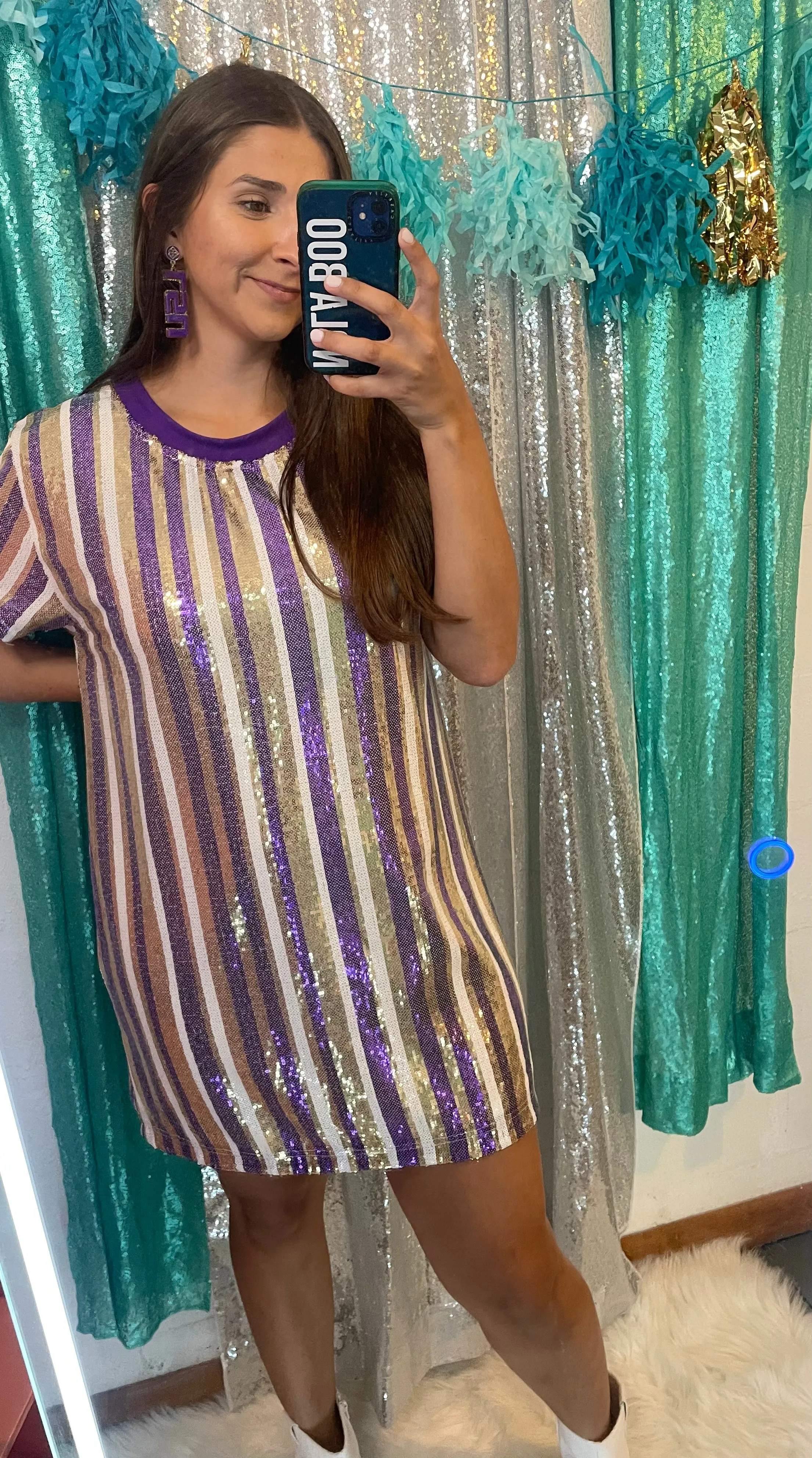 Julia Sequin Dress in Purple and Gold (S-XXL)