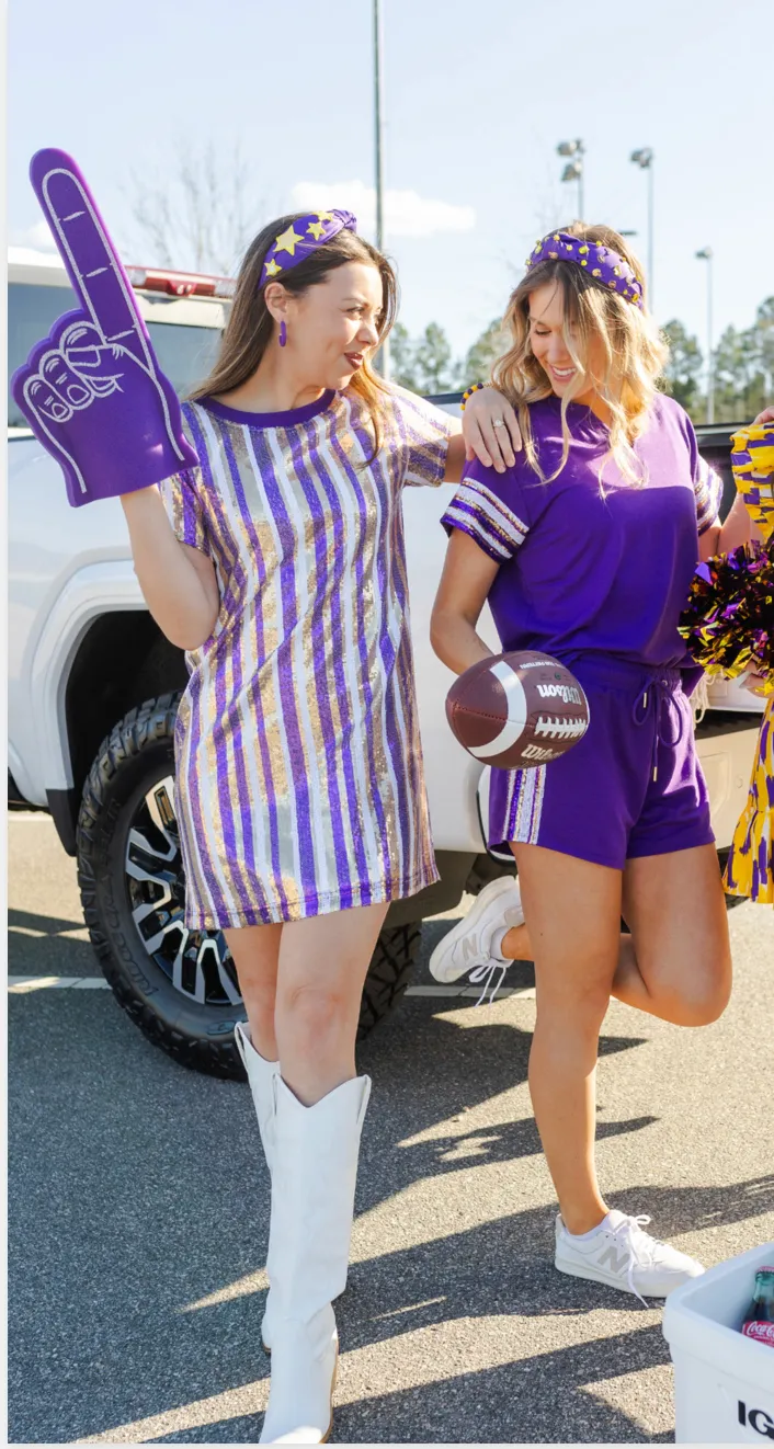 Julia Sequin Dress in Purple and Gold (S-XXL)