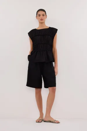 KAYLA BLACK LINEN BERMUDA SHORT