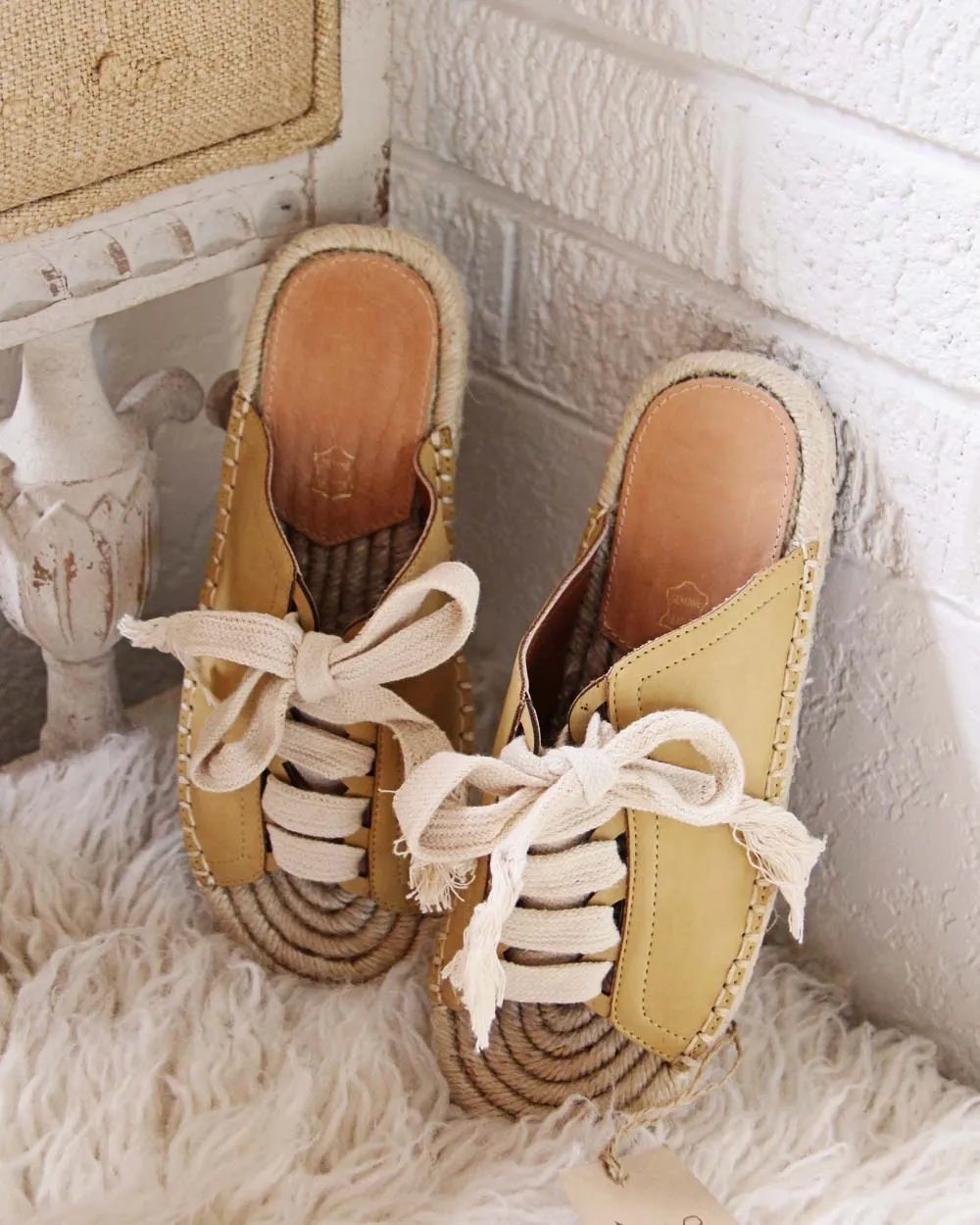 Laced Espadrilles in Mustard