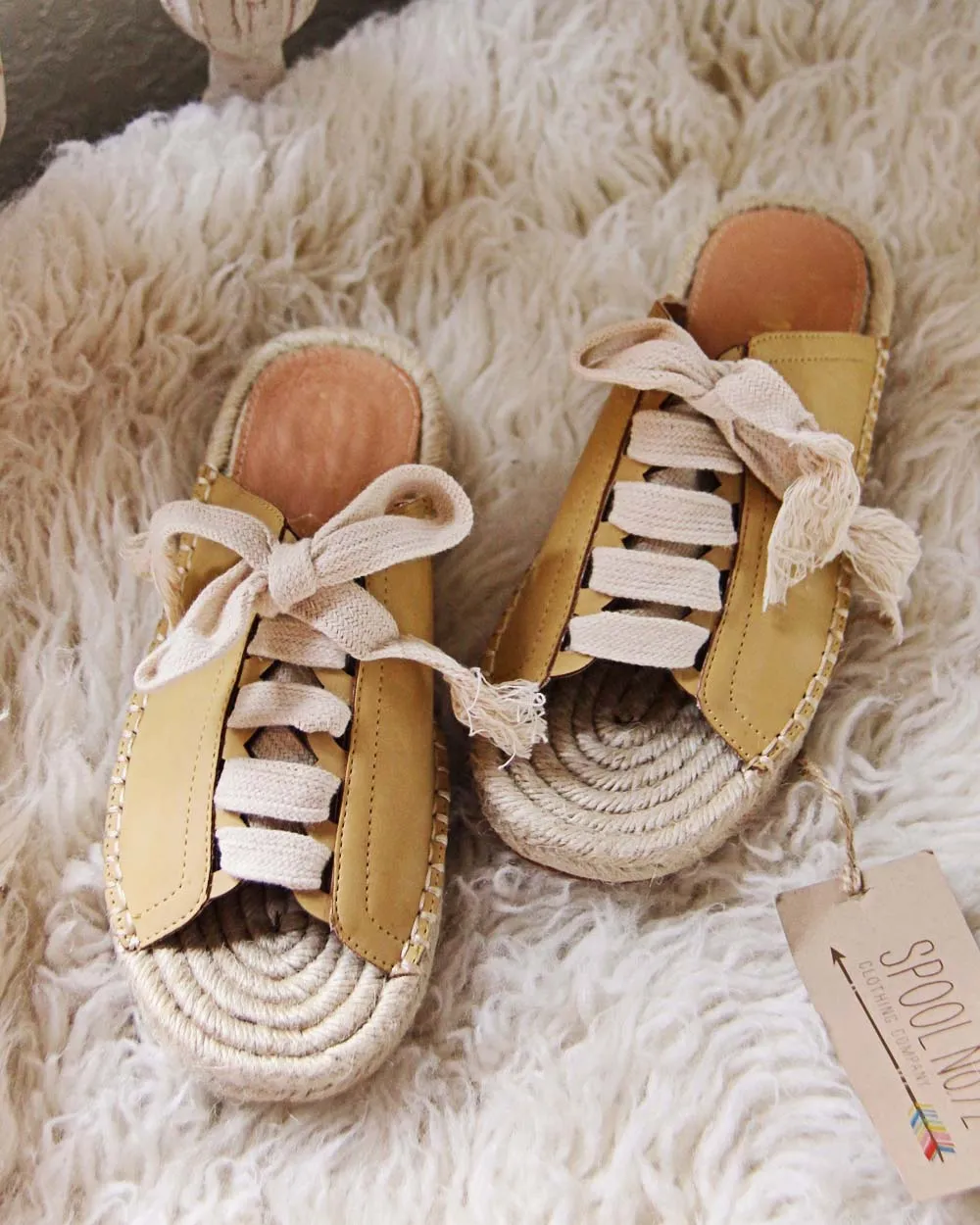 Laced Espadrilles in Mustard