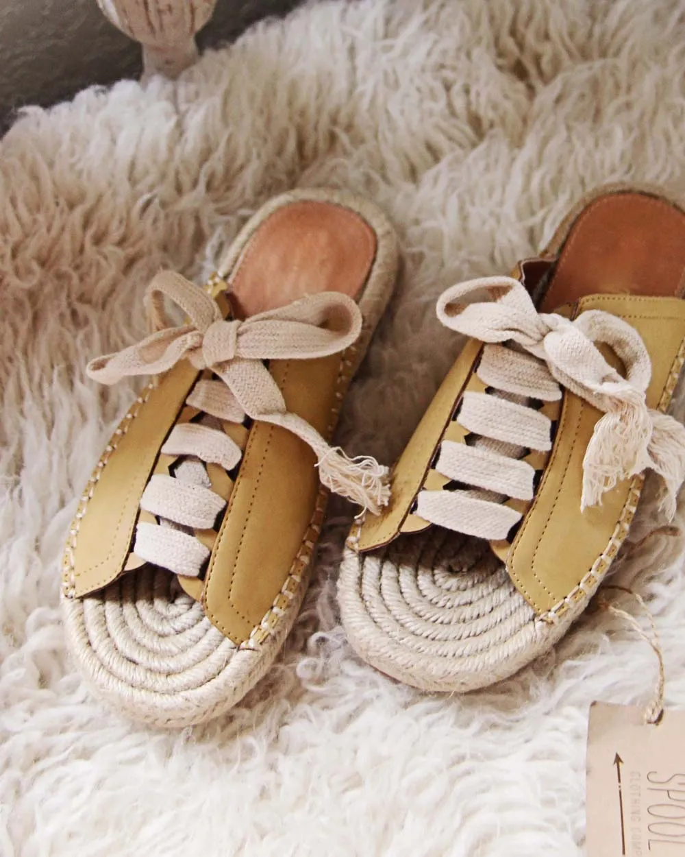 Laced Espadrilles in Mustard