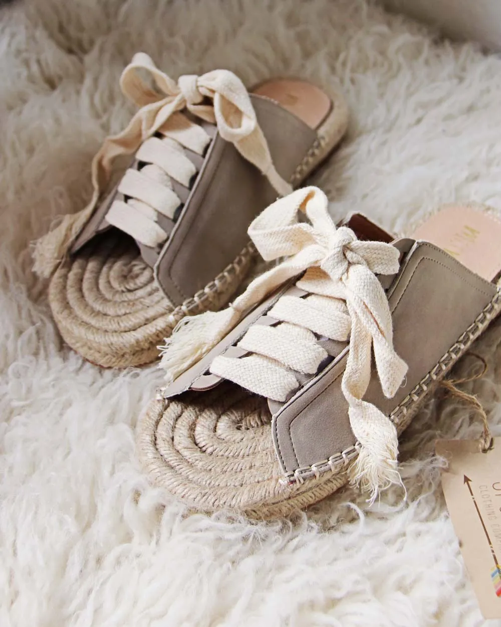Laced Espadrilles in Sand