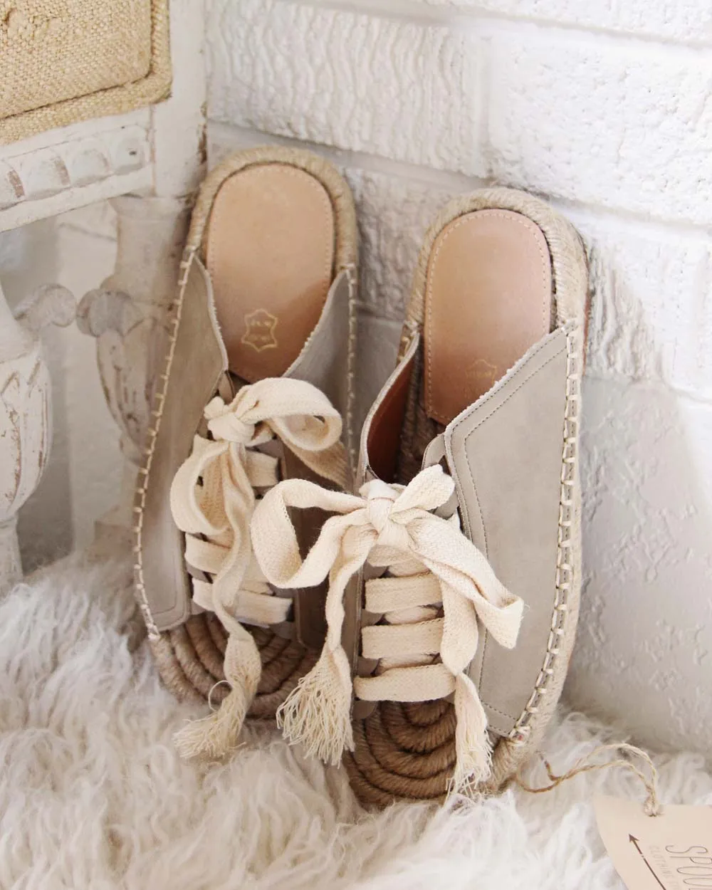 Laced Espadrilles in Sand