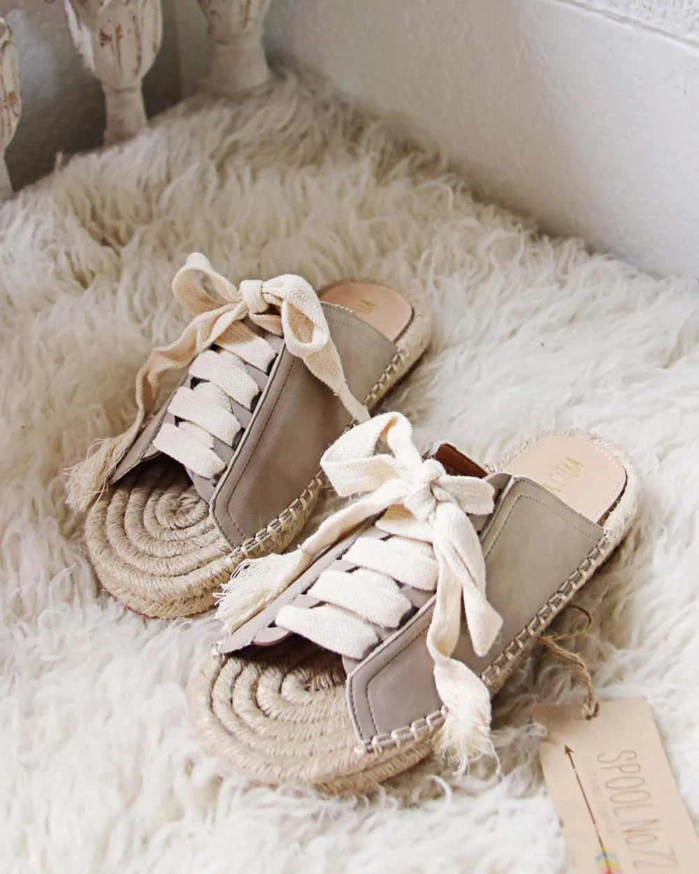 Laced Espadrilles in Sand