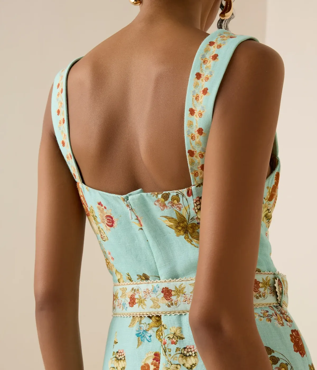 Long Dress w Buckle Belt in Turquoise
