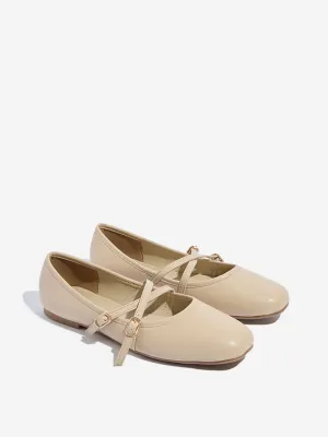 LUNA BLU Ivory Criss-Cross-Detailed Ballerina