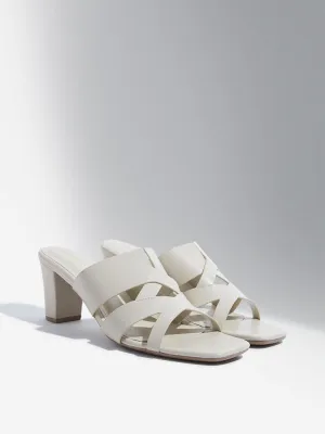 LUNA BLU Ivory Cut-Out Detailed Heel Sandals