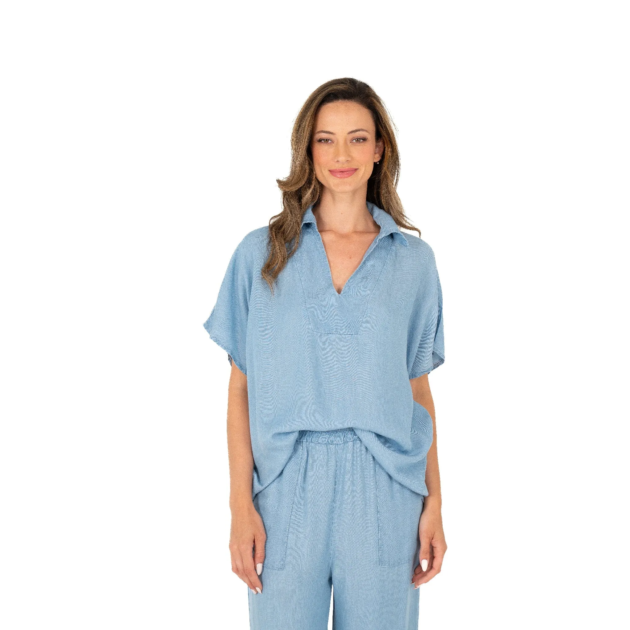 M Made in Italy  Women's Woven Tunic  Coastal