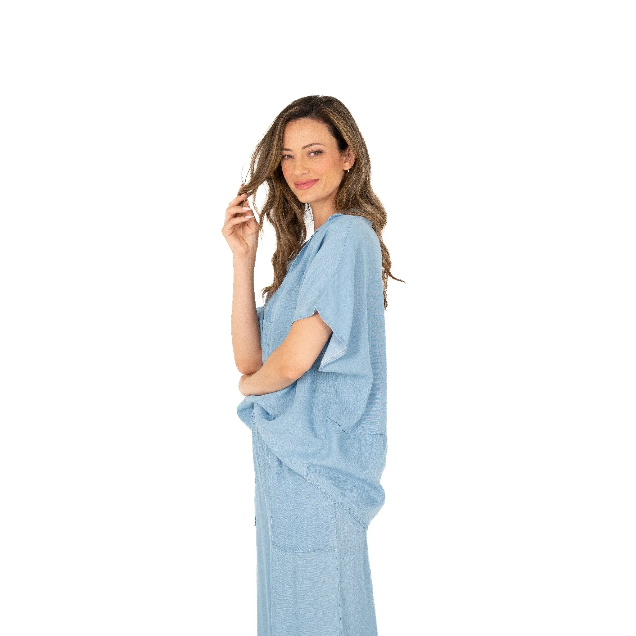 M Made in Italy  Women's Woven Tunic  Coastal