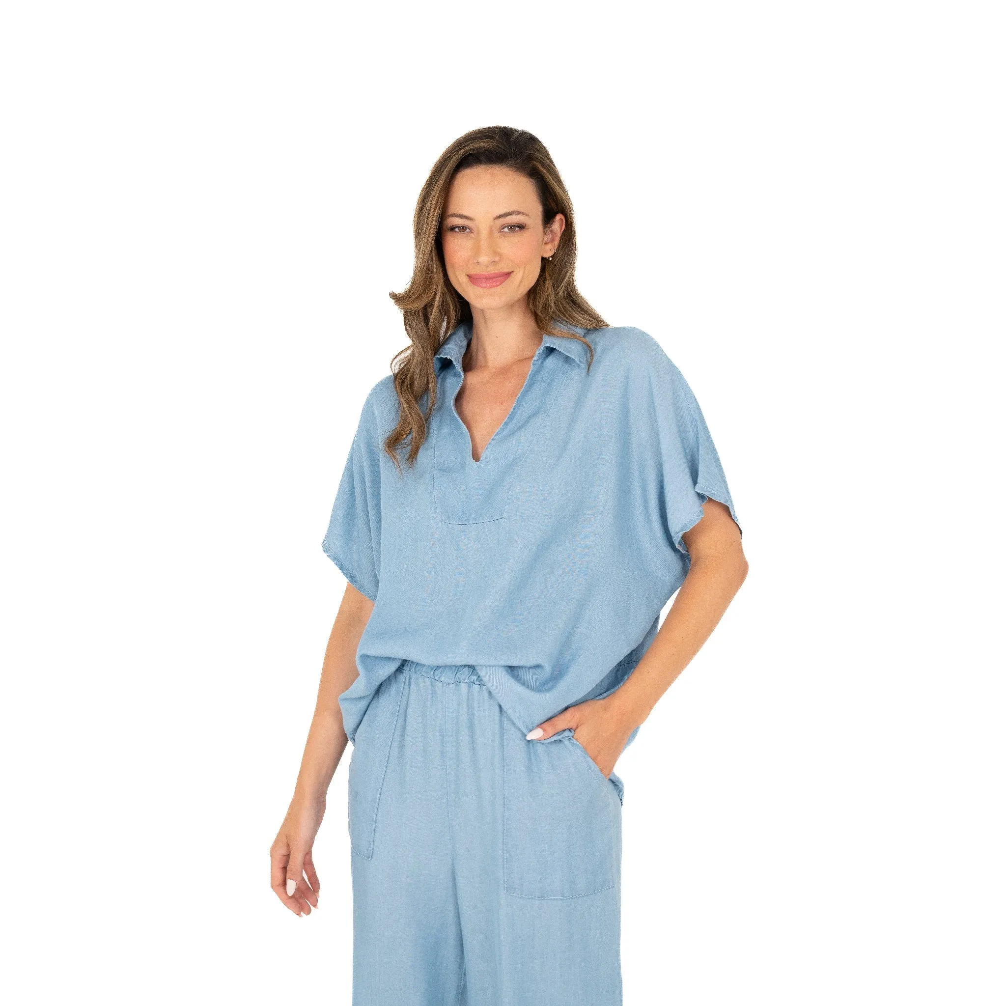 M Made in Italy  Women's Woven Tunic  Coastal