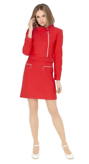 MARMALADE 60s Style Fitted Red Jacket with Ring Zipper