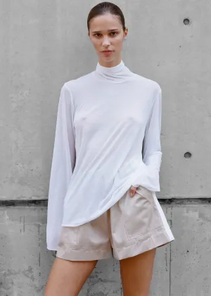 Matin Fine Cotton Knit Turtleneck - White