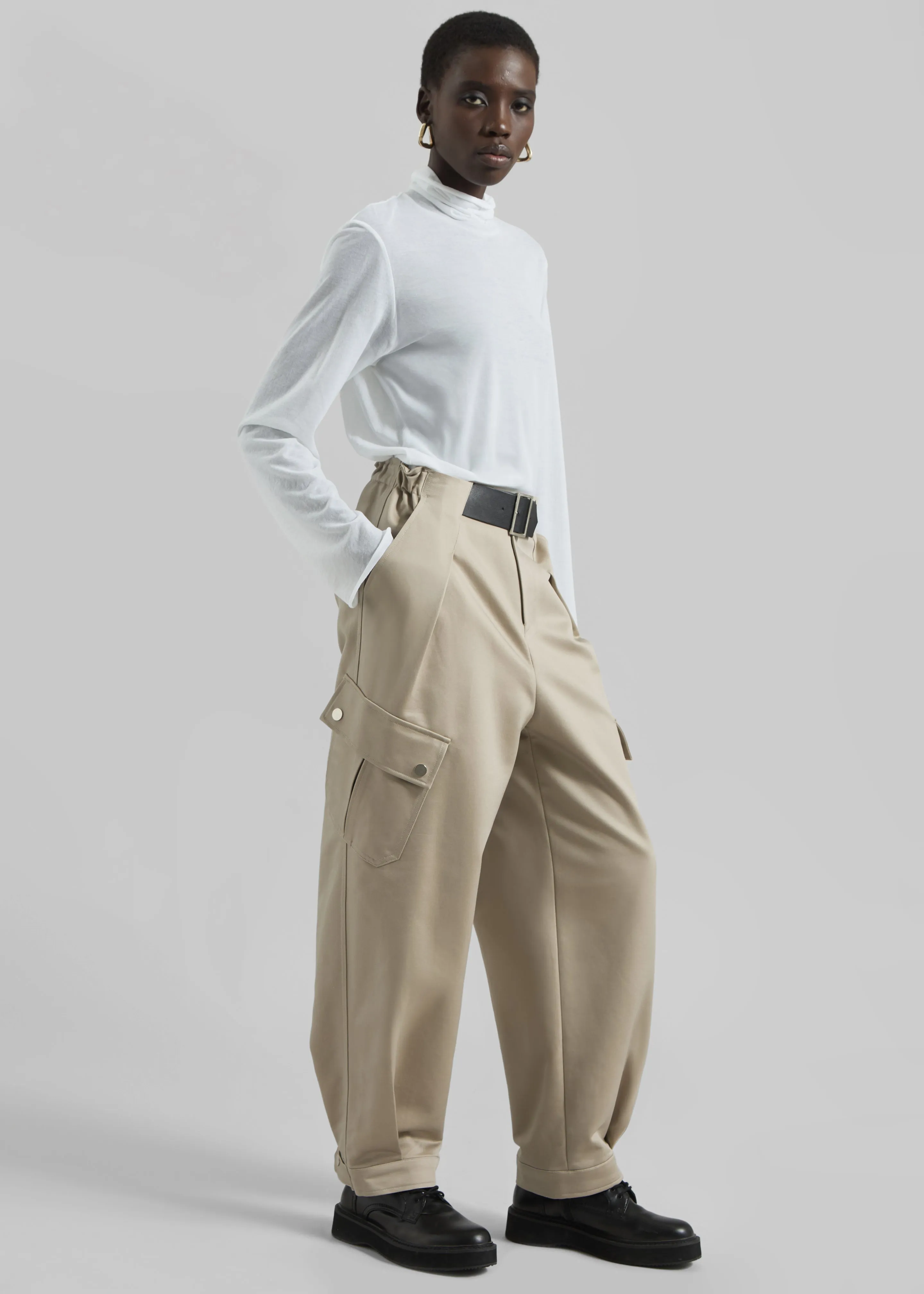 Matin Fine Cotton Knit Turtleneck - White