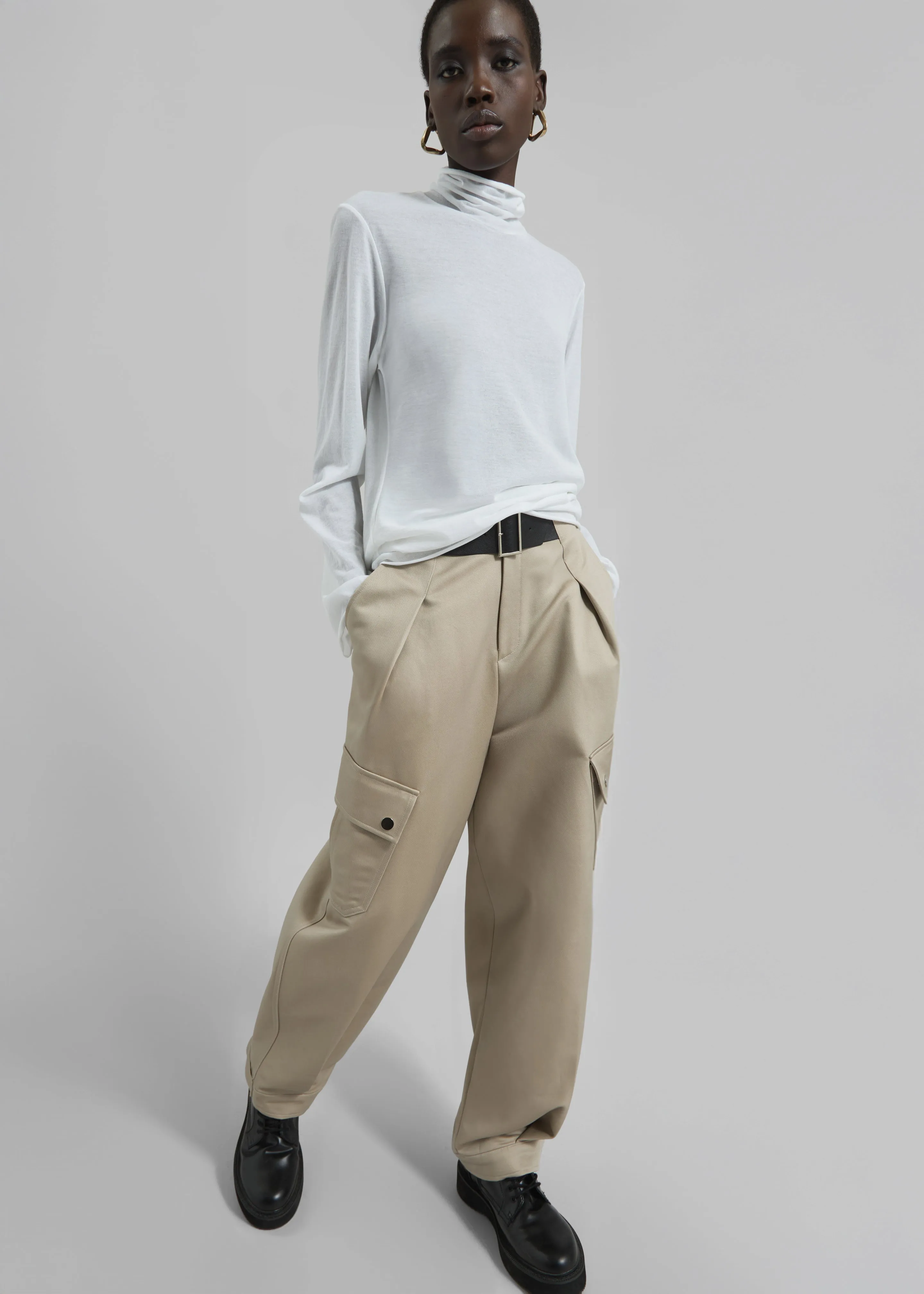 Matin Fine Cotton Knit Turtleneck - White