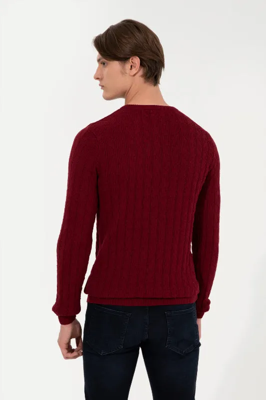 Mens Basic Knitwear Bordeaux