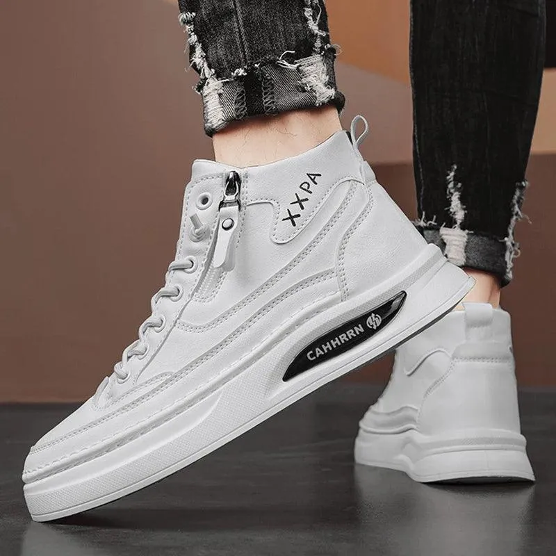 Men’s Leather Skateboard Sneakers – Luxury Platform Casual Walking & Work Shoes
