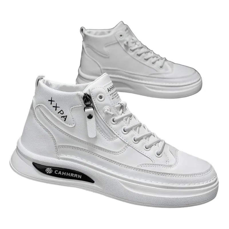 Men’s Leather Skateboard Sneakers – Luxury Platform Casual Walking & Work Shoes