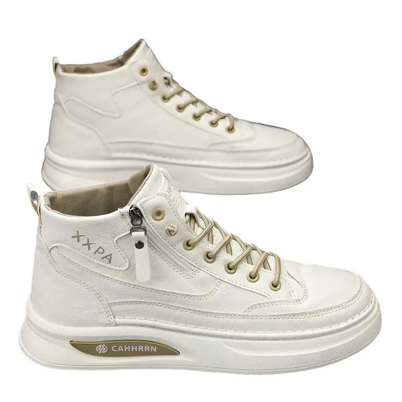 Men’s Leather Skateboard Sneakers – Luxury Platform Casual Walking & Work Shoes