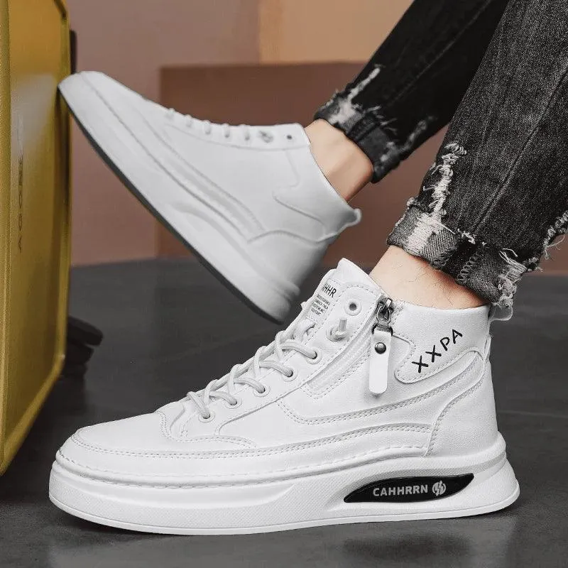 Men’s Leather Skateboard Sneakers – Luxury Platform Casual Walking & Work Shoes