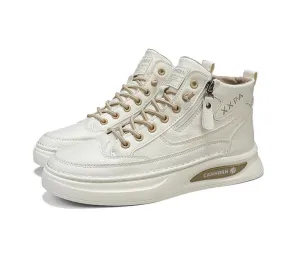 Men’s Leather Skateboard Sneakers – Luxury Platform Casual Walking & Work Shoes