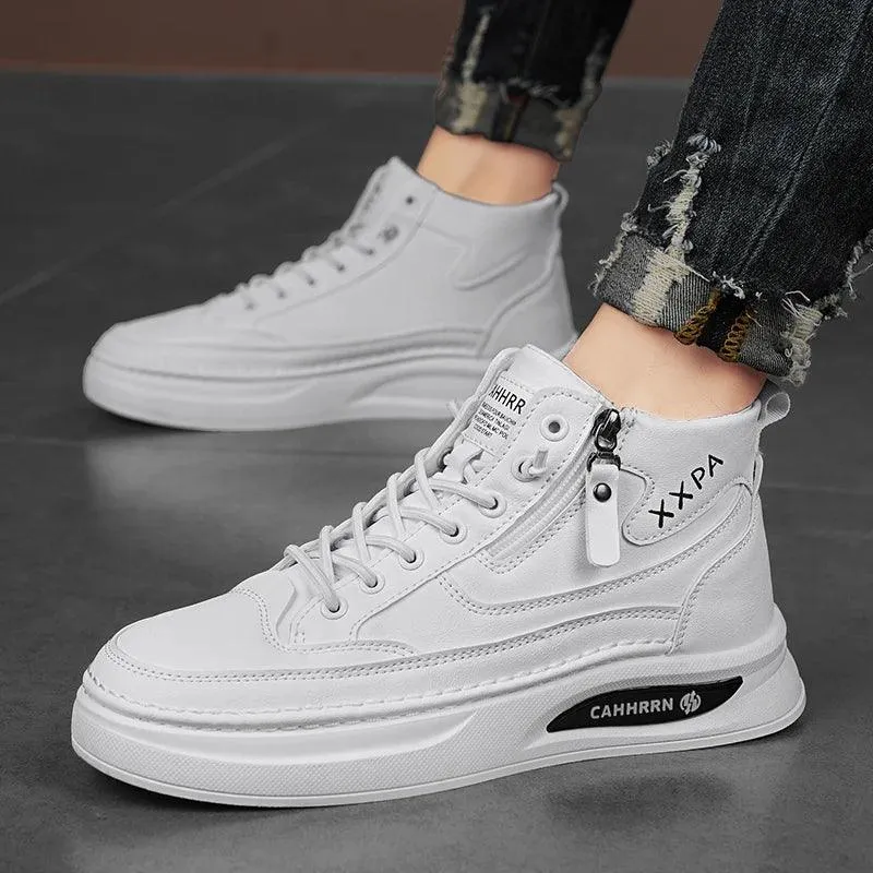 Men’s Leather Skateboard Sneakers – Luxury Platform Casual Walking & Work Shoes