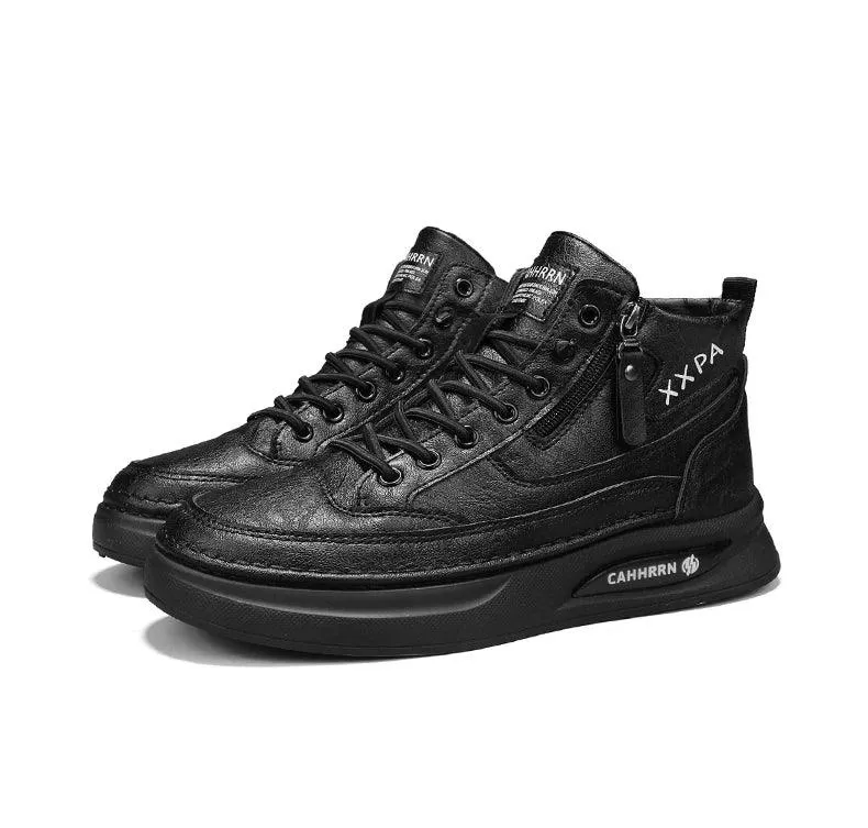 Men’s Leather Skateboard Sneakers – Luxury Platform Casual Walking & Work Shoes