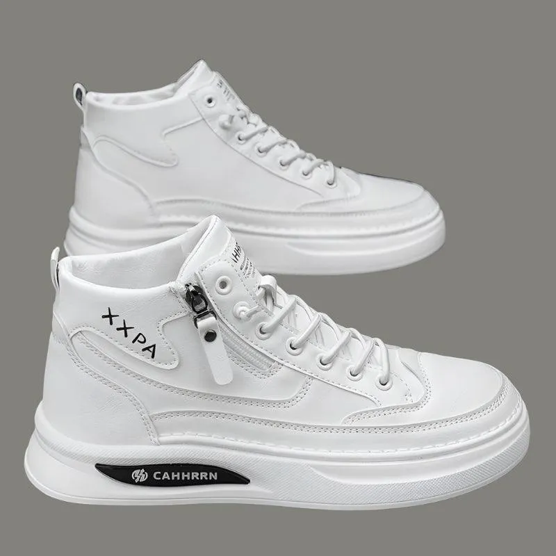Men’s Leather Skateboard Sneakers – Luxury Platform Casual Walking & Work Shoes