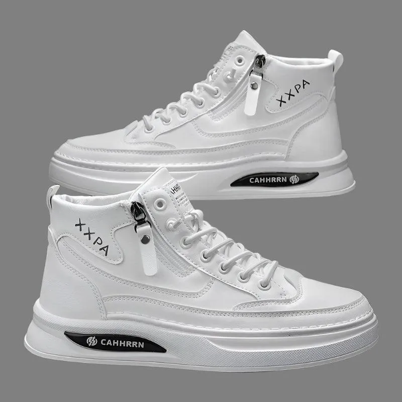 Men’s Leather Skateboard Sneakers – Luxury Platform Casual Walking & Work Shoes