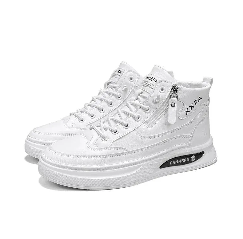 Men’s Leather Skateboard Sneakers – Luxury Platform Casual Walking & Work Shoes
