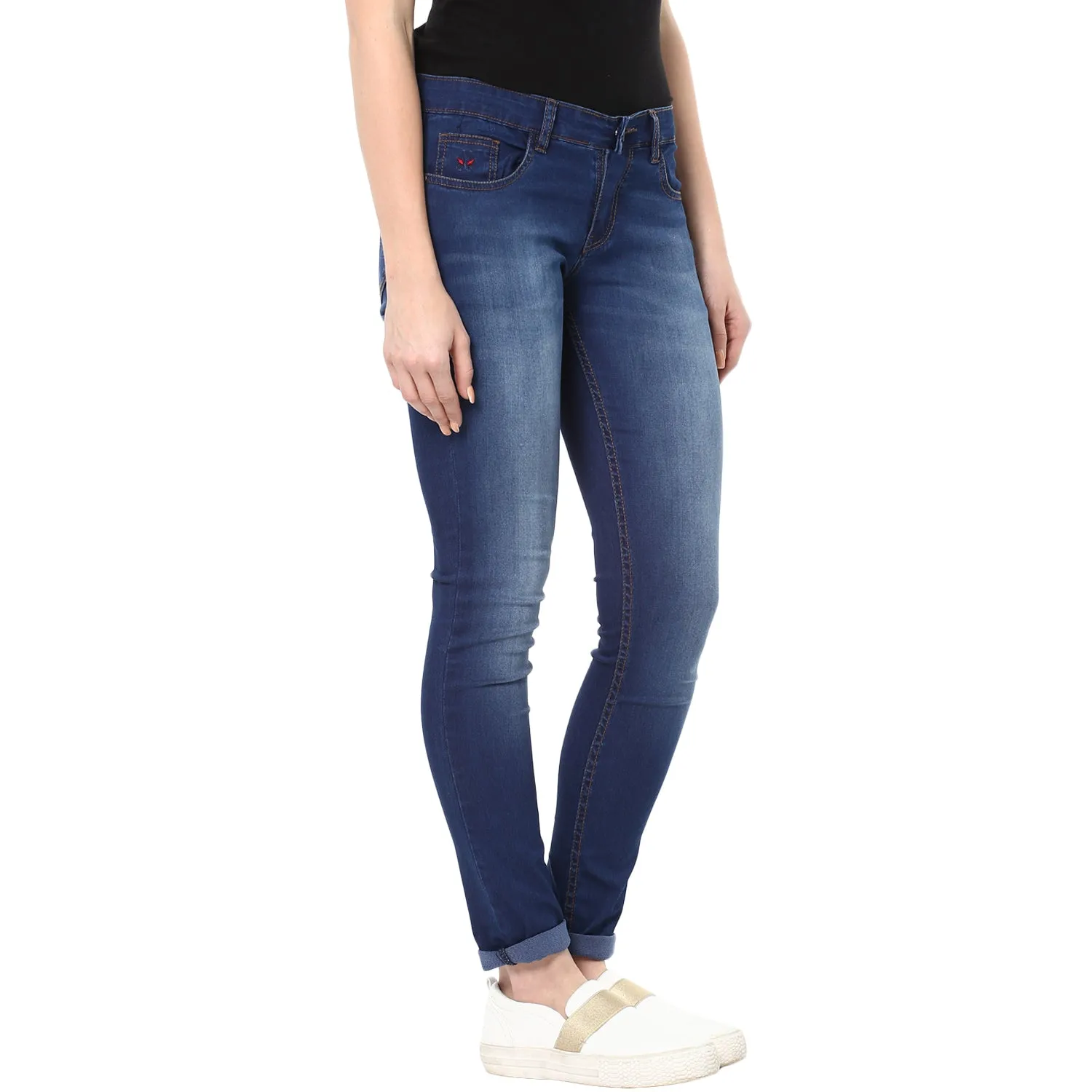 Navy Blue Solid Mildy Fade Jeans
