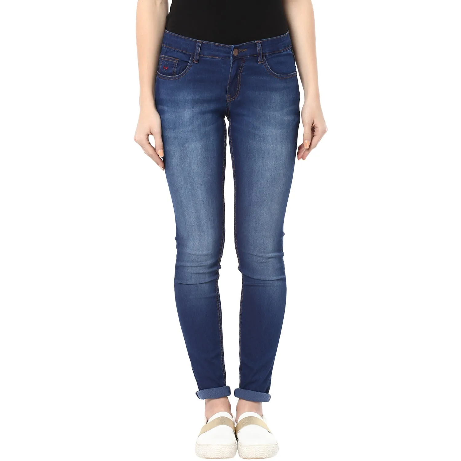 Navy Blue Solid Mildy Fade Jeans