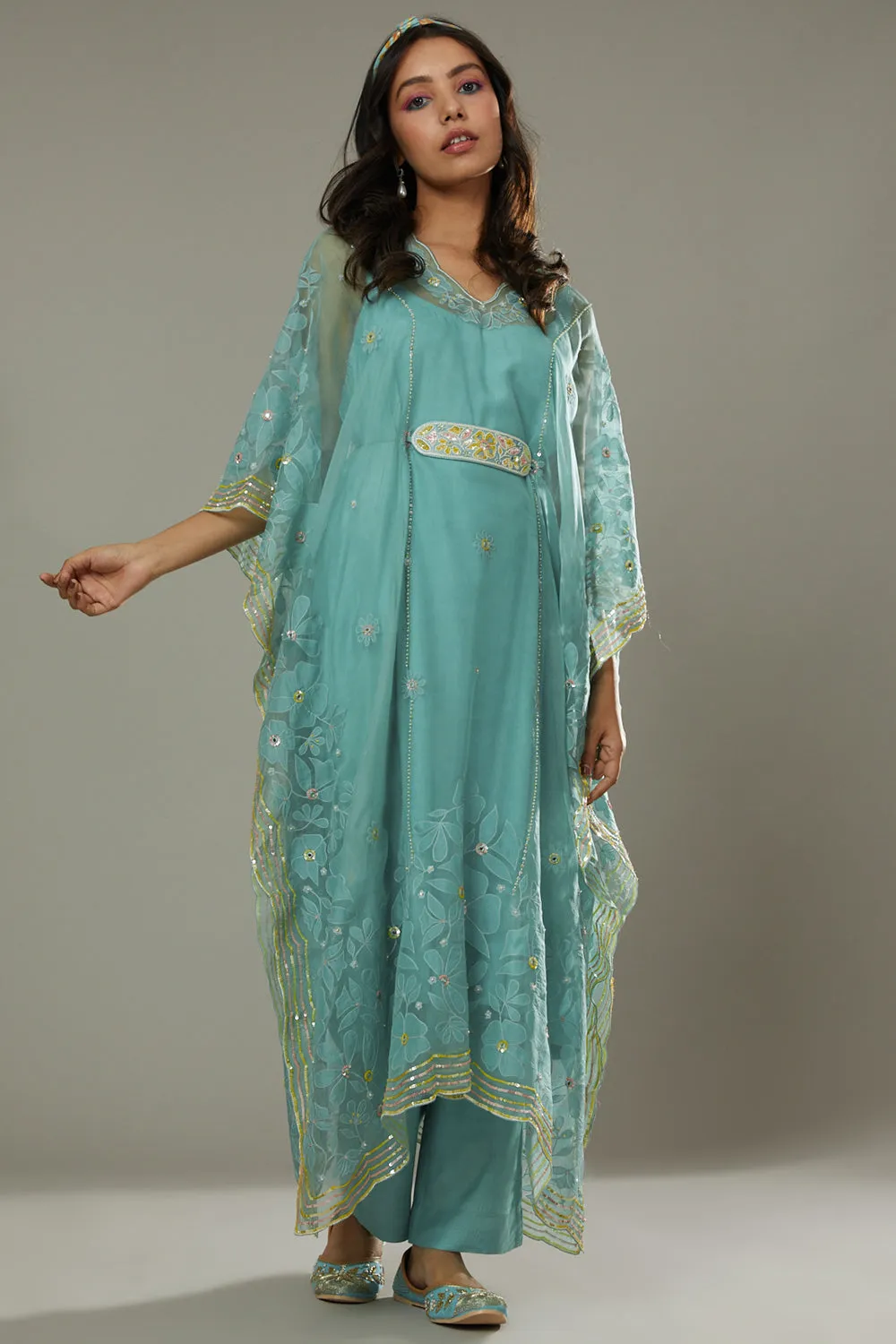 Peppermint Candy Applique And Hand Ebroidered Kaftaan Set