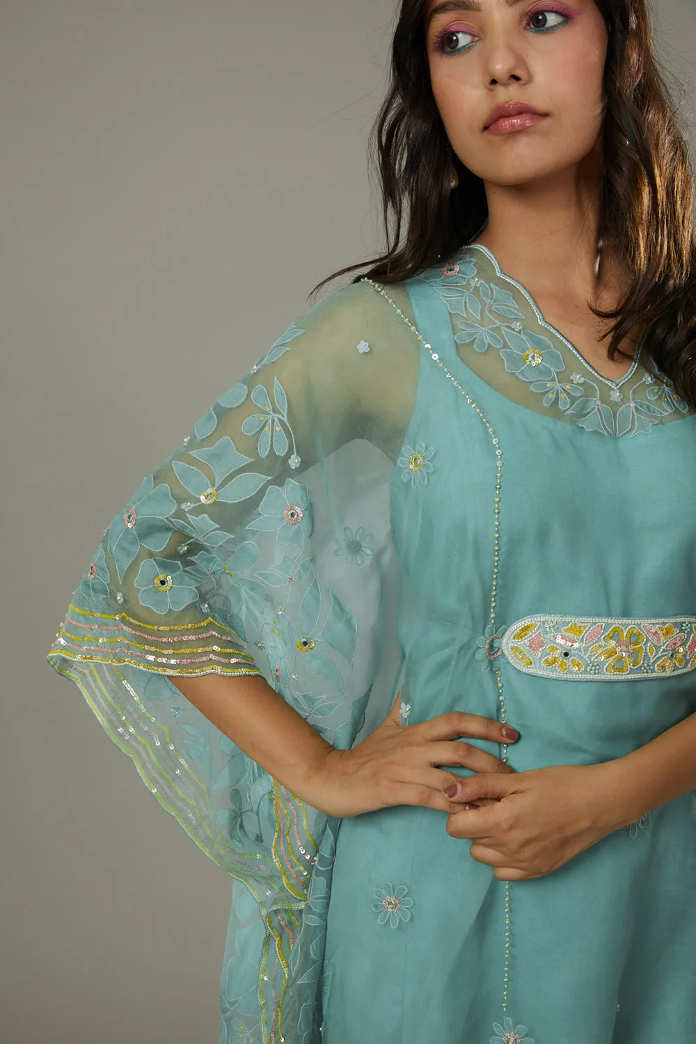 Peppermint Candy Applique And Hand Ebroidered Kaftaan Set