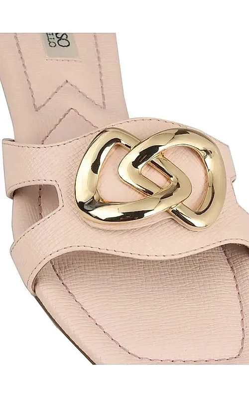Pink Leather Flats With Buckle